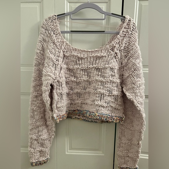 Free People Cropped Off the Shoulder Crocheted Sweater - Picture 2 of 3